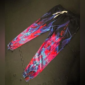 Flames pants size S festival rave neon burning man